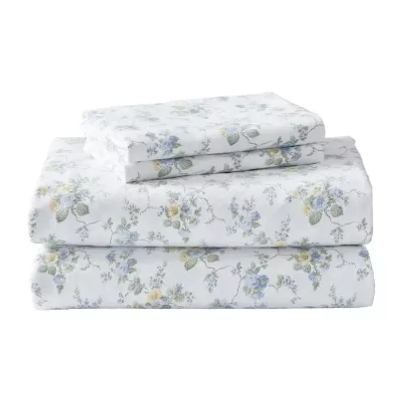 Laura Ashley 100% Cotton Brushed Flannel Sheet Set