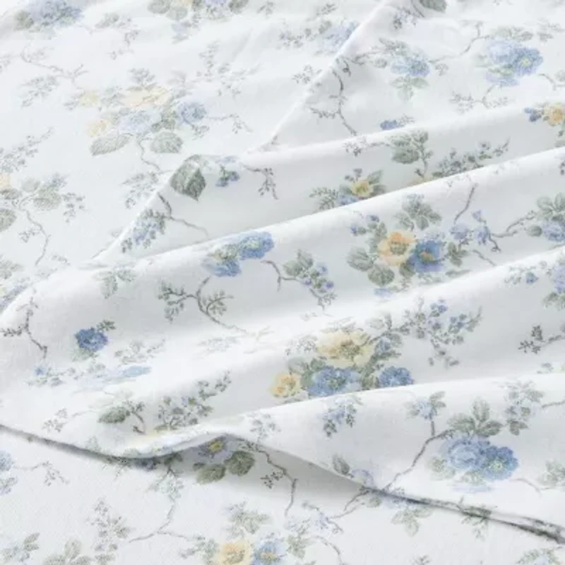 Laura Ashley 100% Cotton Brushed Flannel Sheet Set