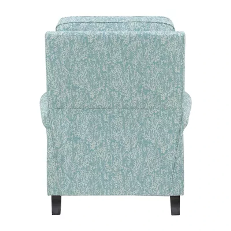 ProLounger Keaton Transitional Roll-Arm Push Back Recliner Coral Print Fabric