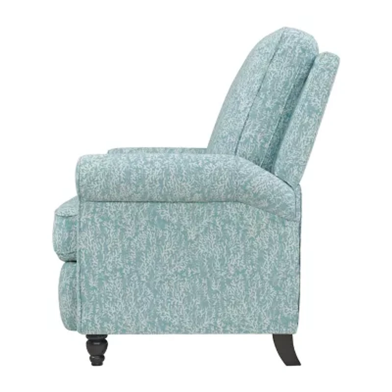 ProLounger Keaton Transitional Roll-Arm Push Back Recliner Coral Print Fabric