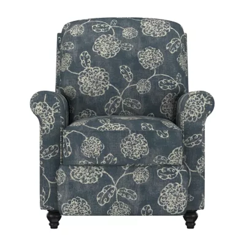 ProLounger Keaton Transitional Roll-Arm Push Back Recliner Floral Fabric