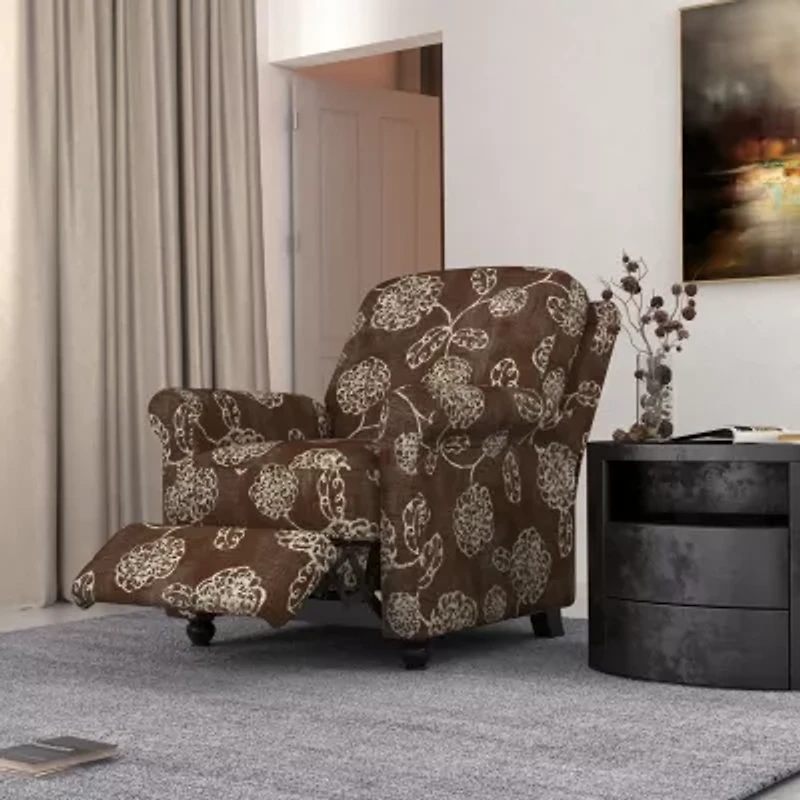 ProLounger Keaton Transitional Roll-Arm Push Back Recliner Floral Fabric