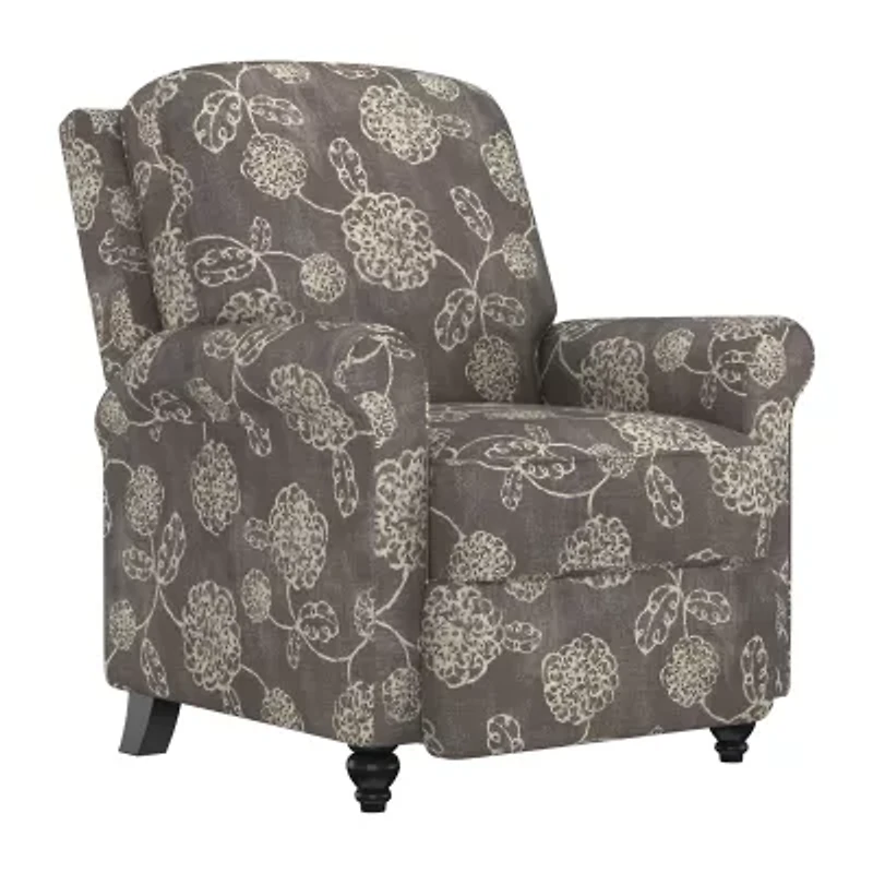 ProLounger Keaton Transitional Roll-Arm Push Back Recliner Floral Fabric