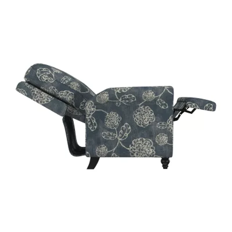 ProLounger Keaton Transitional Roll-Arm Push Back Recliner Floral Fabric