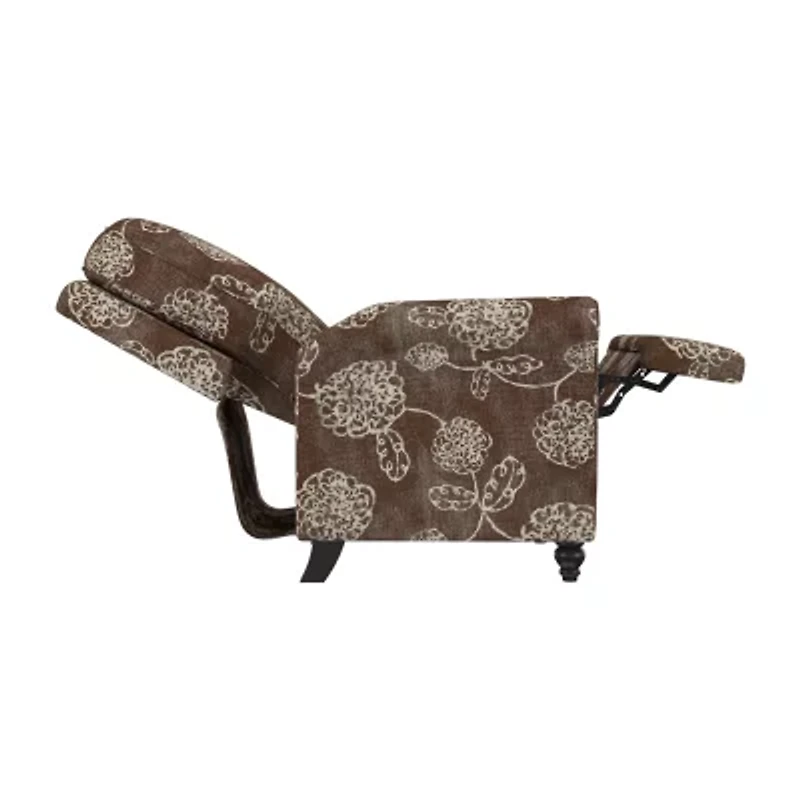 ProLounger Keaton Transitional Roll-Arm Push Back Recliner Floral Fabric