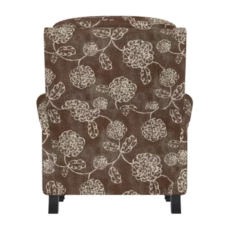 ProLounger Keaton Transitional Roll-Arm Push Back Recliner Floral Fabric