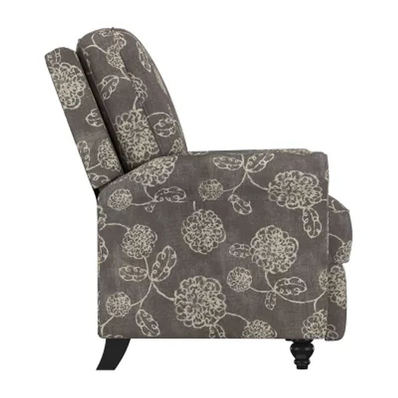 ProLounger Keaton Transitional Roll-Arm Push Back Recliner Floral Fabric