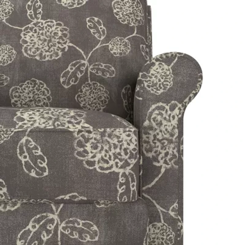 ProLounger Keaton Transitional Roll-Arm Push Back Recliner Floral Fabric