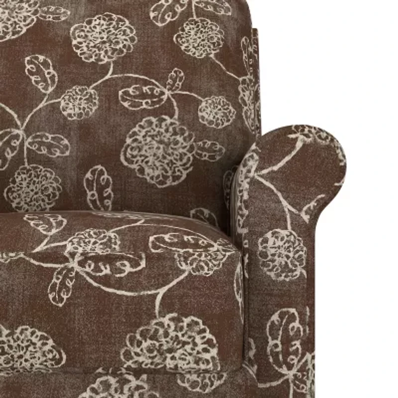 ProLounger Keaton Transitional Roll-Arm Push Back Recliner Floral Fabric
