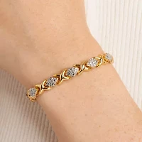 Sparkle Allure Fine Silver Plated Womens Natural White Diamond Accent 14K Gold Over Brass 7.25 Inch Tennis Bracelet