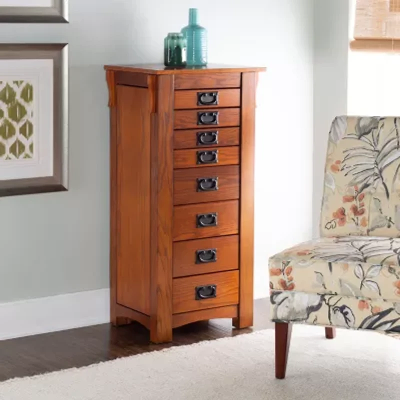 Powell Company Janice Oak Jewelry Armoire