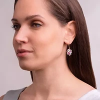 Womens Lab Created White Opal 14K Gold Over Silver Drop Earrings