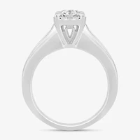 (I / Si2) Womens 1 CT. T.W. Lab Grown White Diamond 10K Gold Round Side Stone Halo Engagement Ring