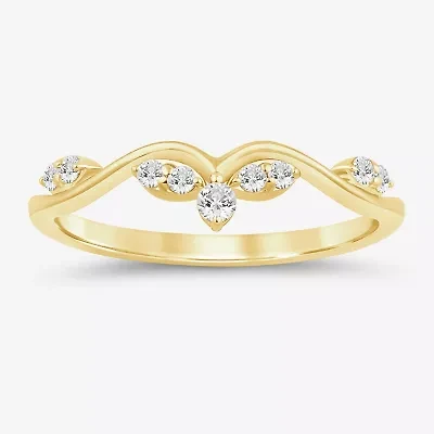 (I / Si2) Womens 1/6 CT. T.W. Lab Grown White Diamond 10K Gold Wedding Band