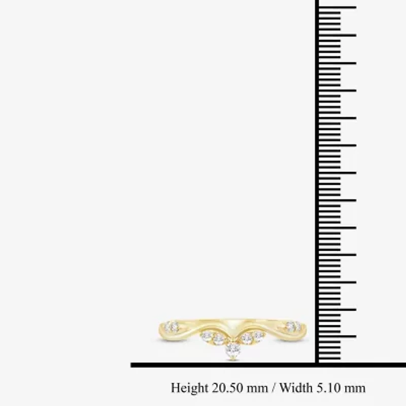 (I / Si2) Womens 1/6 CT. T.W. Lab Grown White Diamond 10K Gold Wedding Band