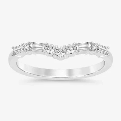 (I / Si2) Womens 1/3 CT. T.W. Lab Grown White Diamond 10K Gold Chevron Band