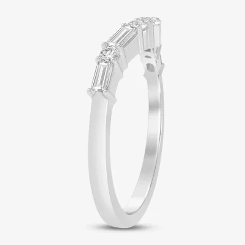 (I / Si2) Womens 1/3 CT. T.W. Lab Grown White Diamond 10K Gold Chevron Band