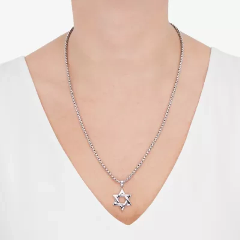 Limited Quantities! Star Of David Womens Sterling Silver Star 24 Inch Pendant Necklace