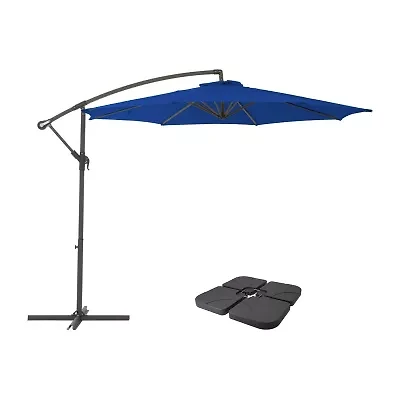 9.5-Foot UV Resistant Offset Patio Umbrella with Base Weights