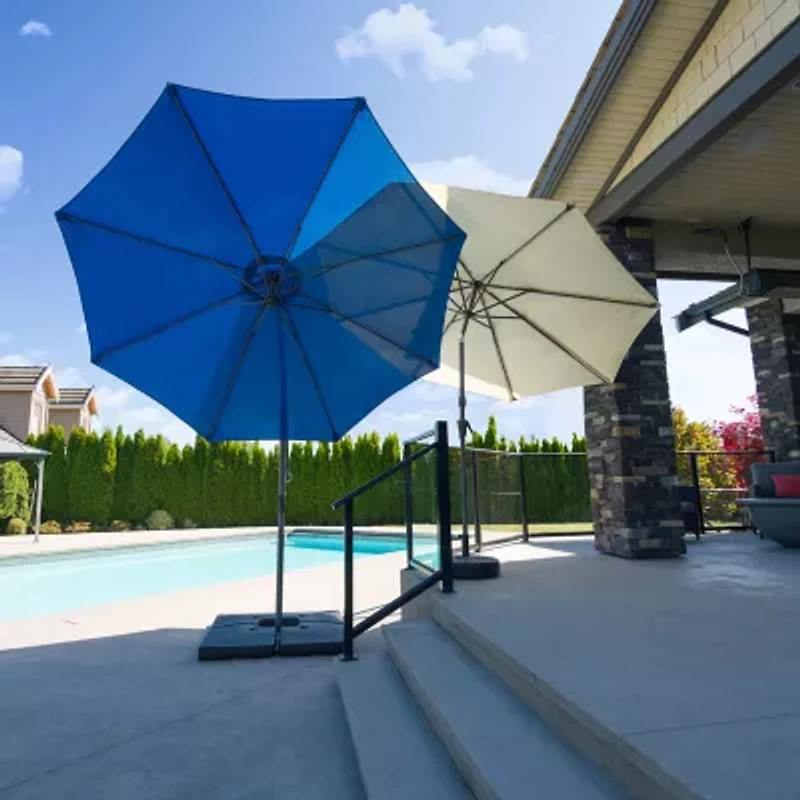 9.5-Foot UV Resistant Offset Patio Umbrella with Base Weights
