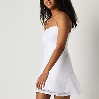 Emerald Sundae Womens Juniors Sleeveless Floral A-Line Dress