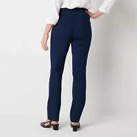 Liz Claiborne Alexis Ponte Womens Straight Mid Rise Pull-On Pant