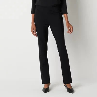 Liz Claiborne Alexis Ponte Womens Straight Mid Rise Pull-On Pant
