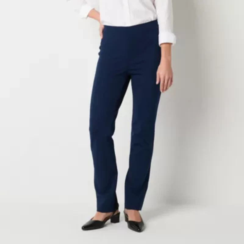 Liz Claiborne Alexis Ponte Womens Straight Mid Rise Pull-On Pant