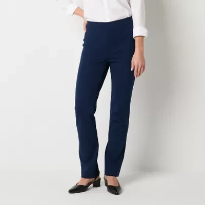 Liz Claiborne Alexis Ponte Womens Straight Mid Rise Pull-On Pant