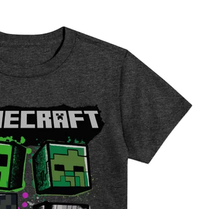 Little & Big Kid Boys Crew Neck Short Sleeve Regular Fit Minecraft Graphic T-Shirt