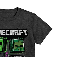 Little & Big Kid Boys Crew Neck Short Sleeve Regular Fit Minecraft Graphic T-Shirt
