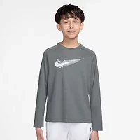 Nike Dri-Fit Big Kid Boys Crew Neck Long Sleeve Regular Fit Graphic T-Shirt