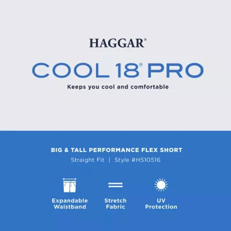 Haggar Cool 18 Pro Mens 7" Mid Rise Stretch Fabric Moisture Wicking Quick Dry Golf Short