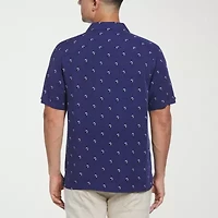 Cubavera Retro Geo Print Mens Short Sleeve Regular Fit Button-Down Shirt