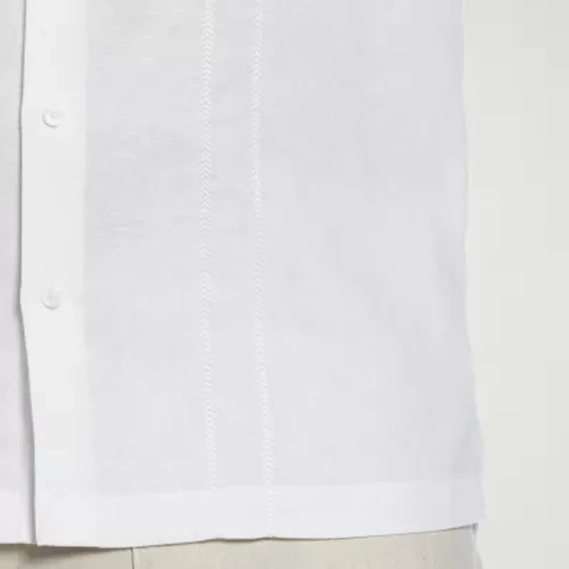 Cubavera Embroidered Mens Short Sleeve Regular Fit Button-Down Shirt