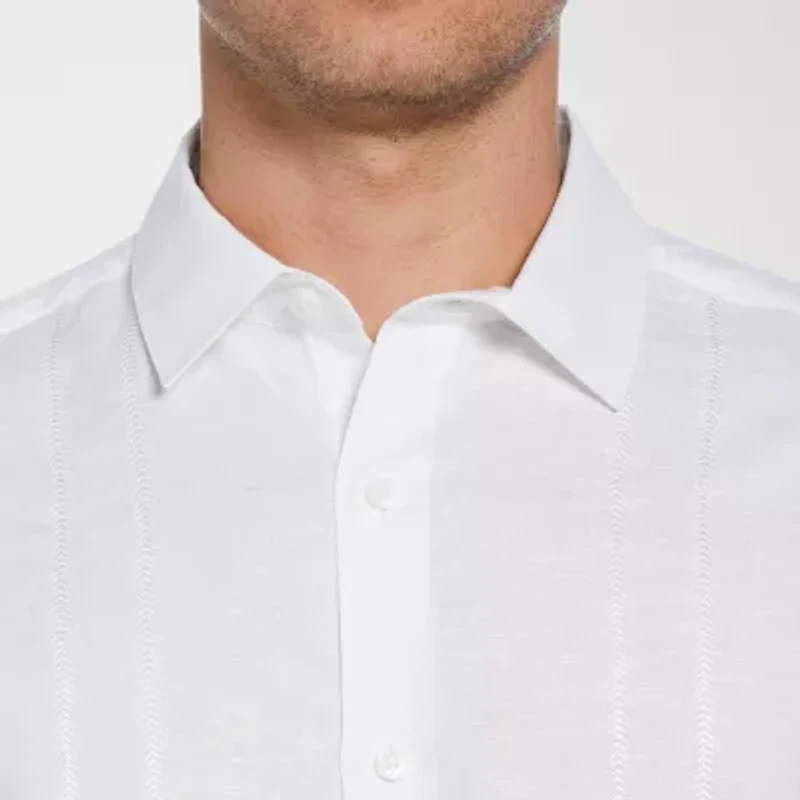 Cubavera Embroidered Mens Short Sleeve Regular Fit Button-Down Shirt