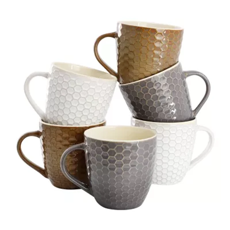 Elama Honeycomb 6 Piece Assorted 6-pc. Geometric Coffee Mug