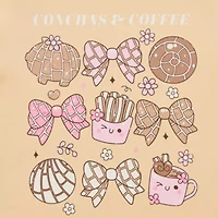 Conchas Y Cafe Boyfriend Womens Crew Neck Short Sleeve Regular Fit Juniors Graphic T-Shirt