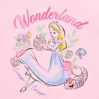 Alice Wonderland Oversized Tee Womens Crew Neck Short Sleeve Juniors Graphic T-Shirt