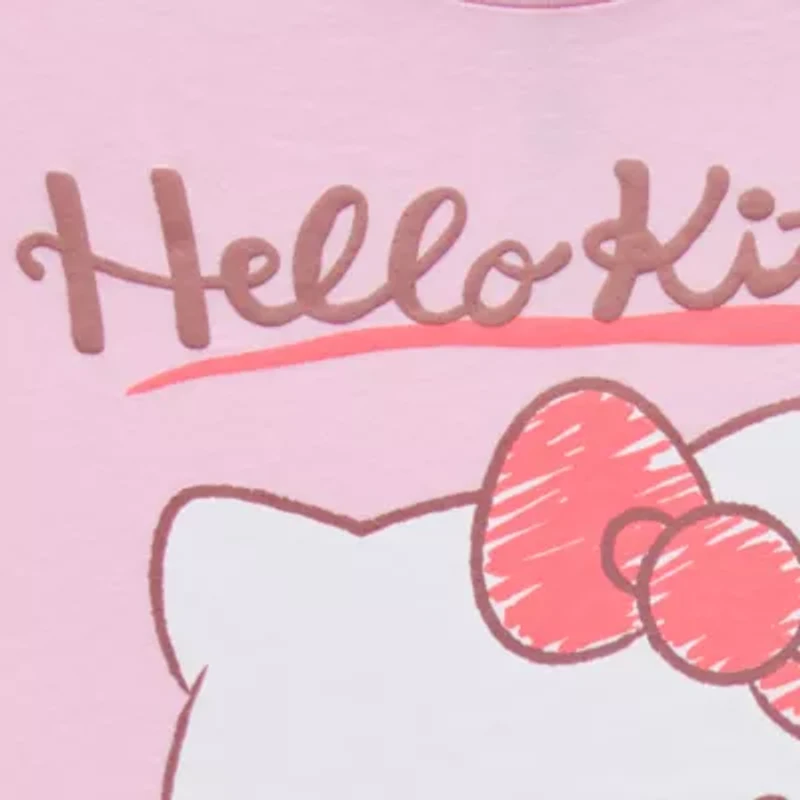 Womens Crew Neck Short Sleeve Regular Fit Hello Kitty Juniors Graphic T-Shirt