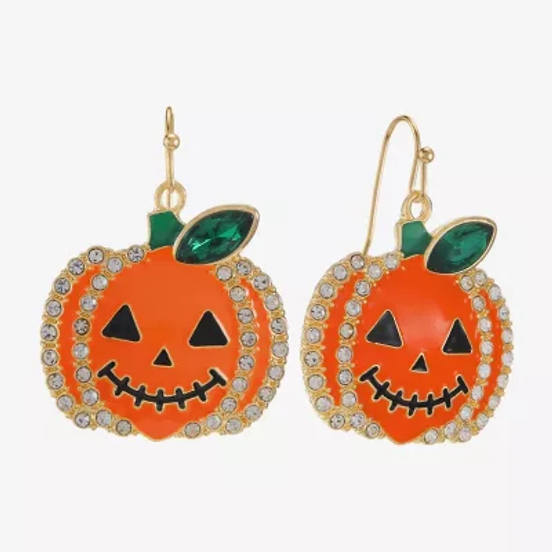 Bijoux Bar Gold Tone Pumpkin Womens Glass Drop Earrings
