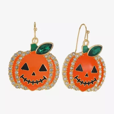 Bijoux Bar Gold Tone Pumpkin Womens Glass Drop Earrings