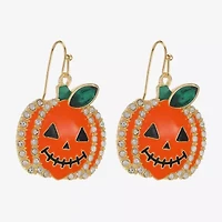 Bijoux Bar Gold Tone Pumpkin Womens Glass Drop Earrings