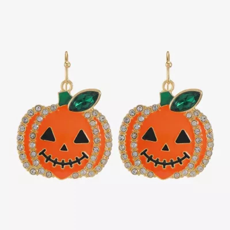 Bijoux Bar Gold Tone Pumpkin Womens Glass Drop Earrings
