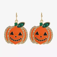 Bijoux Bar Gold Tone Pumpkin Womens Glass Drop Earrings
