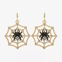 Bijoux Bar Gold Tone Spider Web Womens Glass Drop Earrings