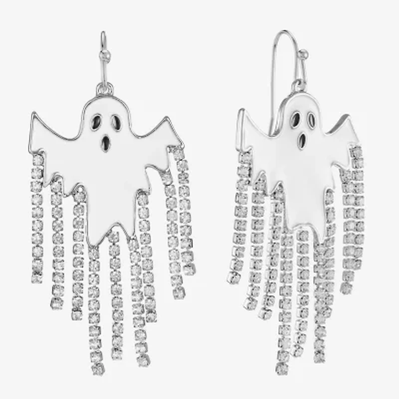 Bijoux Bar Silver Tone Ghost Womens Glass Drop Earrings