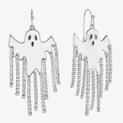 Bijoux Bar Silver Tone Ghost Womens Glass Drop Earrings