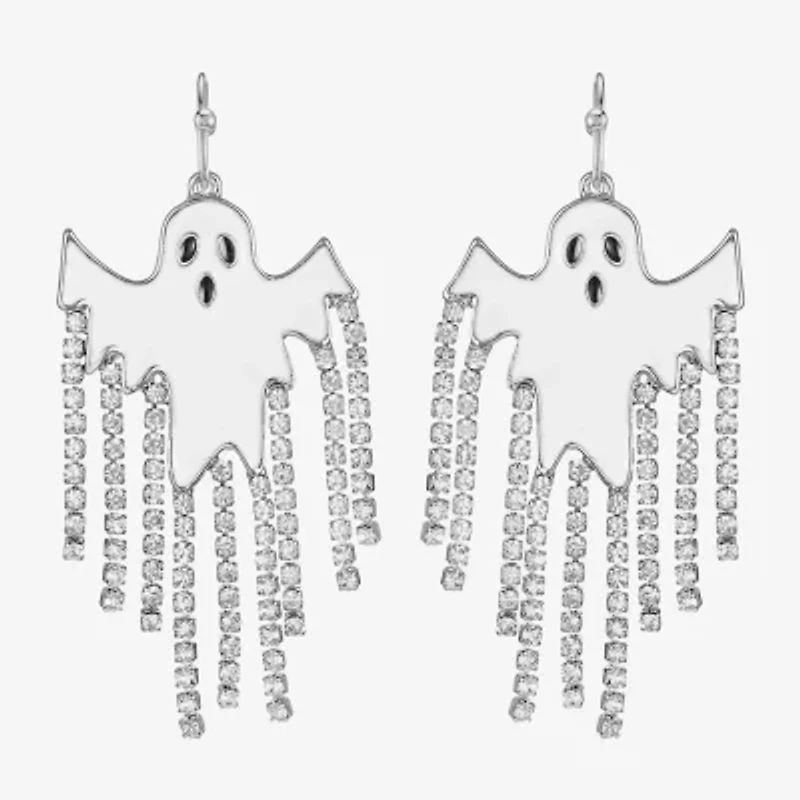 Bijoux Bar Silver Tone Ghost Womens Glass Drop Earrings
