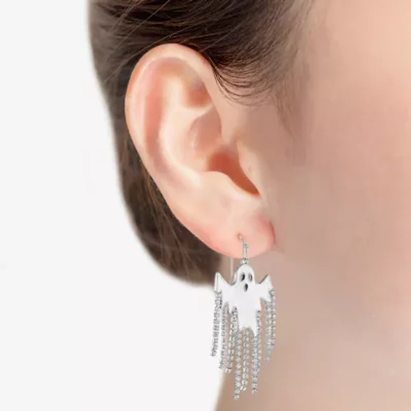 Bijoux Bar Silver Tone Ghost Womens Glass Drop Earrings